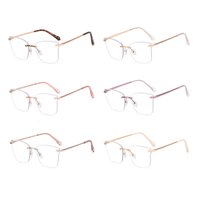 Peekaboo metallist ääristeta prillid naistele läbipaistvad läätsed mood ruudukujulised prillid raam naiste leopard kullast talvetarvikud raamita