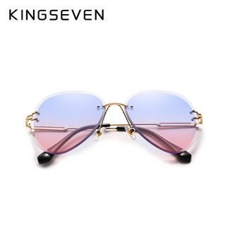 KINGSEVEN DESIGN Γυναικεία γυαλιά ηλίου Pilot Rimless Blue Gradient Lens Προστασία UV400