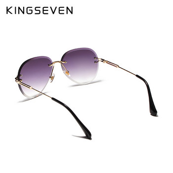 KINGSEVEN DESIGN Γυναικεία γυαλιά ηλίου Pilot Rimless Blue Gradient Lens Προστασία UV400