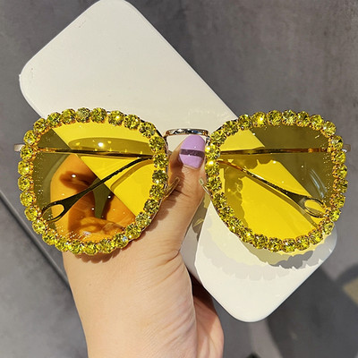 Ochelari de soare la modă 2022 pentru femei, ochelari de soare rotunzi cu strass, de designer de marcă de lux, pentru femei, UV400