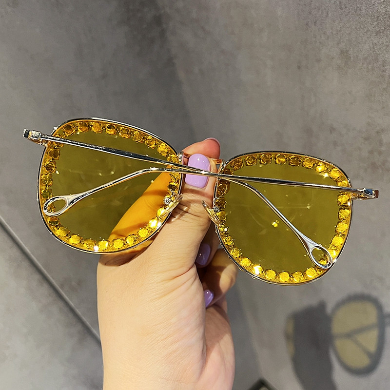 Ochelari de soare la modă 2022 pentru femei, ochelari de soare rotunzi cu strass, de designer de marcă de lux, pentru femei, UV400