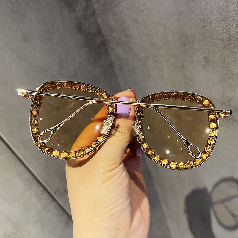 Ochelari de soare la modă 2022 pentru femei, ochelari de soare rotunzi cu strass, de designer de marcă de lux, pentru femei, UV400