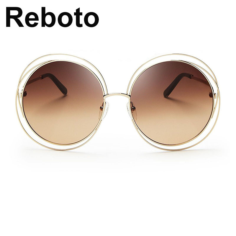Okrugle sunčane naočale Ženske retro zrcalne sjenila za žene Luksuzne smeđe leće Ženske sunčane naočale Prevelike vintage naočale Oculos