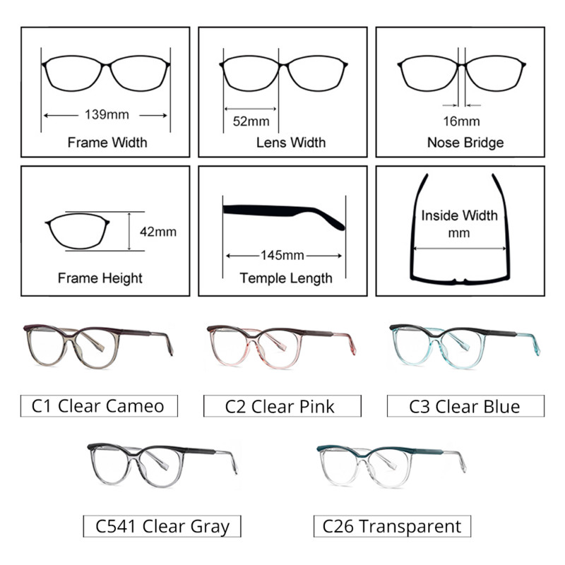 Ralferty Trendy okvir za naočale za žene Ženski okvir za naočale Pin Umetak Opruga Šarka 0 dioptrija Kratkovidnost Optički okvir Antiplavi