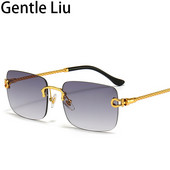 Vintage četvrtaste sunčane naočale bez okvira Ženske sunčane naočale bez okvira Muške male pravokutne naočale 2022. Luksuzne marke računalne naočale