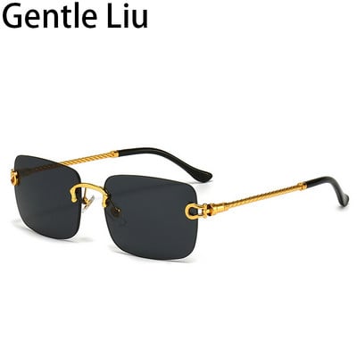 Vintage četvrtaste sunčane naočale bez okvira Ženske sunčane naočale bez okvira Muške male pravokutne naočale 2022. Luksuzne marke računalne naočale