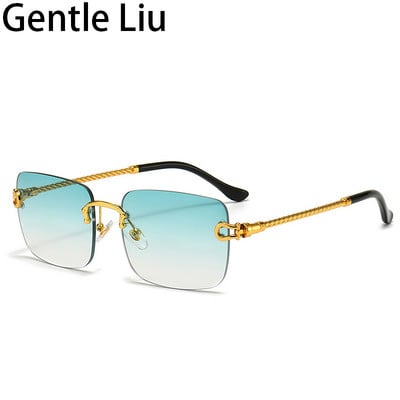 Vintage četvrtaste sunčane naočale bez okvira Ženske sunčane naočale bez okvira Muške male pravokutne naočale 2022. Luksuzne marke računalne naočale