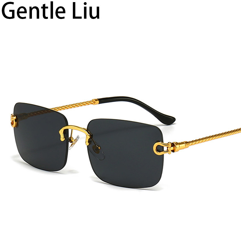 Vintage četvrtaste sunčane naočale bez okvira Ženske sunčane naočale bez okvira Muške male pravokutne naočale 2022. Luksuzne marke računalne naočale