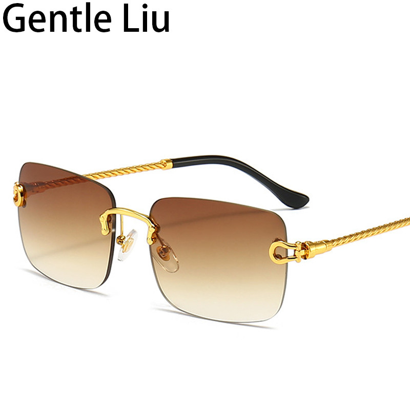Vintage četvrtaste sunčane naočale bez okvira Ženske sunčane naočale bez okvira Muške male pravokutne naočale 2022. Luksuzne marke računalne naočale
