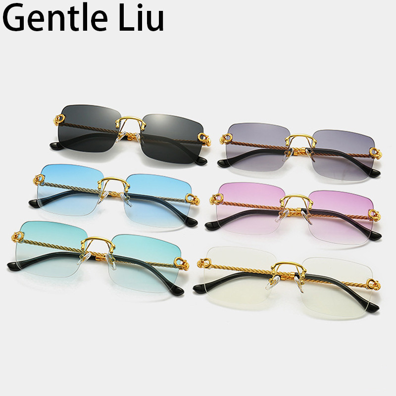 Vintage četvrtaste sunčane naočale bez okvira Ženske sunčane naočale bez okvira Muške male pravokutne naočale 2022. Luksuzne marke računalne naočale