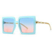 Nove retro velike četvrtaste sunčane naočale za žene s metalnim lancem za noge UV400 Oculos De Sol