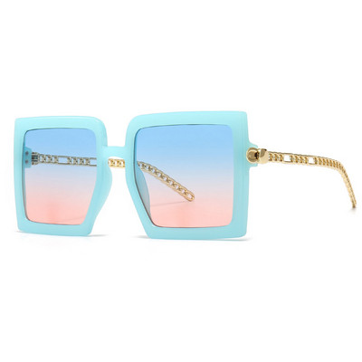 Nove retro velike četvrtaste sunčane naočale za žene s metalnim lancem za noge UV400 Oculos De Sol