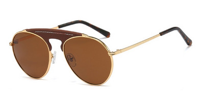 48086 Okrugle Pilot kožne sunčane naočale Muškarci Žene Modne nijanse UV400 Vintage naočale