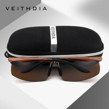 Επώνυμα VEITHDIA Ανδρικά γυαλιά ηλίου Αλουμίνιο Polarized UV400 Lens Rimless Driving Fishing Sunglasses Αθλητικά Γυαλιά Ανδρικά V6535