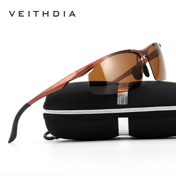 Επώνυμα VEITHDIA Ανδρικά γυαλιά ηλίου Αλουμίνιο Polarized UV400 Lens Rimless Driving Fishing Sunglasses Αθλητικά Γυαλιά Ανδρικά V6535