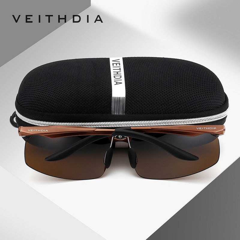 VEITHDIA prekės ženklo akiniai nuo saulės, vyriški poliarizuoti UV400 lęšiai be apvado vairavimo žvejybai akiniai nuo saulės sportiniai akiniai vyrams, V6535