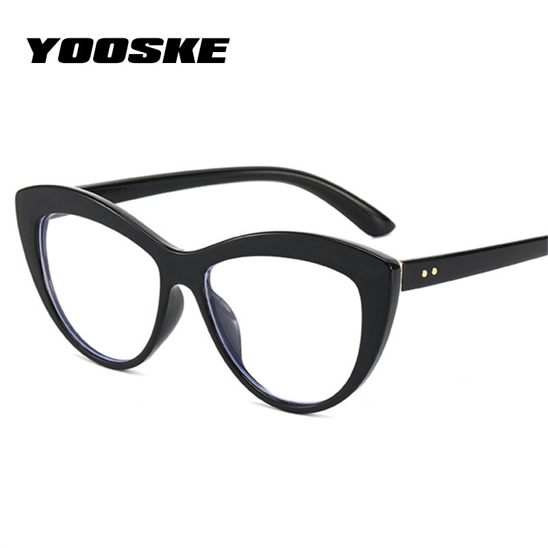 YOOSKE Fashion Anti Blue Light Prilliraamid Naistele Seksikad kassisilmade prillide raam Punased Must Läbipaistvad Optilised Müoopiaprillid