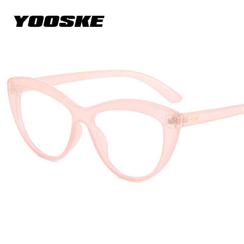 YOOSKE Fashion Anti Blue Light Prilliraamid Naistele Seksikad kassisilmade prillide raam Punased Must Läbipaistvad Optilised Müoopiaprillid