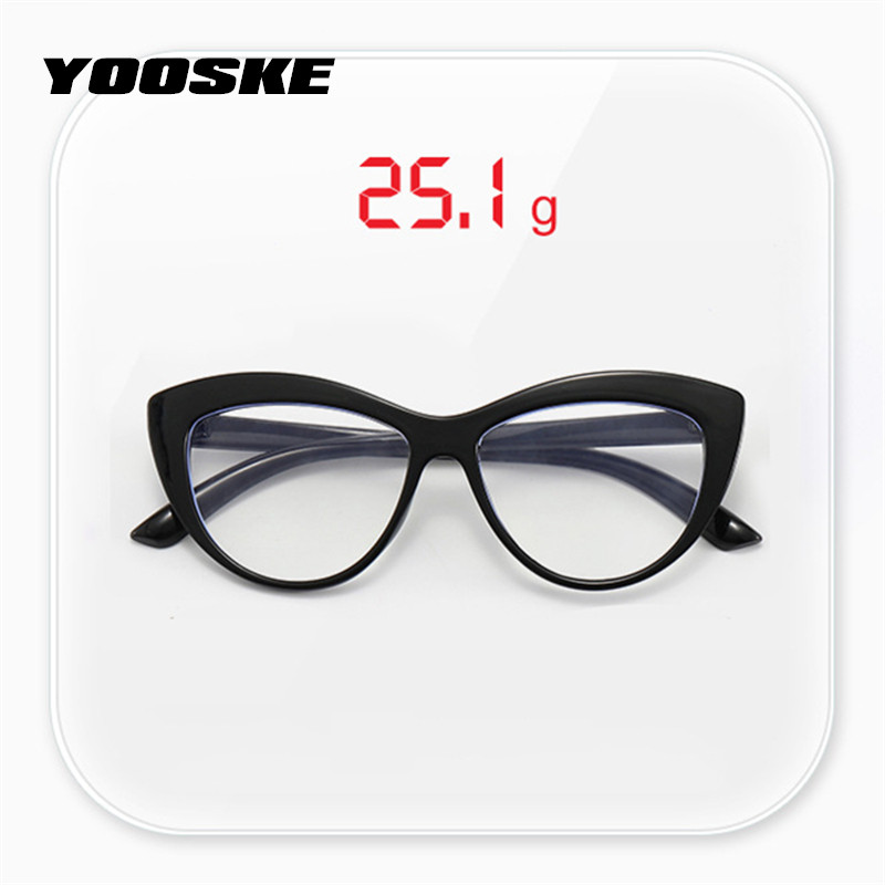 YOOSKE Fashion Anti Blue Light Prilliraamid Naistele Seksikad kassisilmade prillide raam Punased Must Läbipaistvad Optilised Müoopiaprillid
