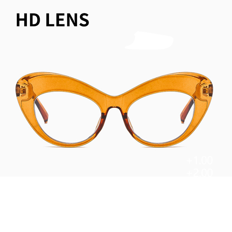 Priehľadné okuliare s mačacím okom, jedinečné nadrozmerné osobnostné módne okuliare, oranžové dekoratívne okuliare, veľké dámske okuliare