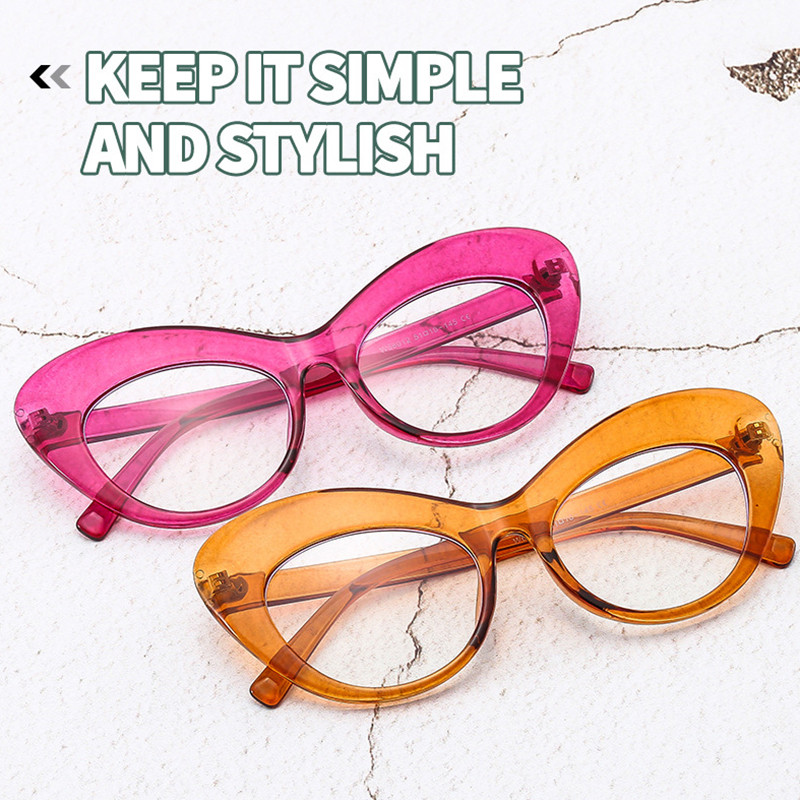 Priehľadné okuliare s mačacím okom, jedinečné nadrozmerné osobnostné módne okuliare, oranžové dekoratívne okuliare, veľké dámske okuliare