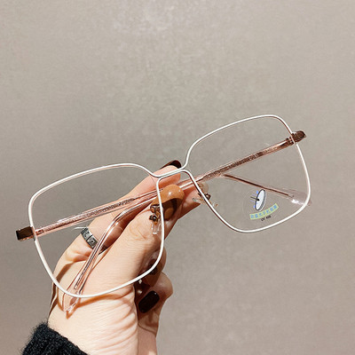 Retro naočale za čitanje Gradijent okvira za naočale Antiplavo svjetlo Ravno ogledalo Metalni okvir Prevelike prozirne naočale Ženske naočale
