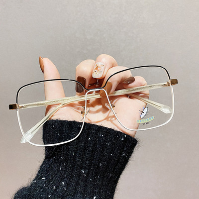 Retro naočale za čitanje Gradijent okvira za naočale Antiplavo svjetlo Ravno ogledalo Metalni okvir Prevelike prozirne naočale Ženske naočale