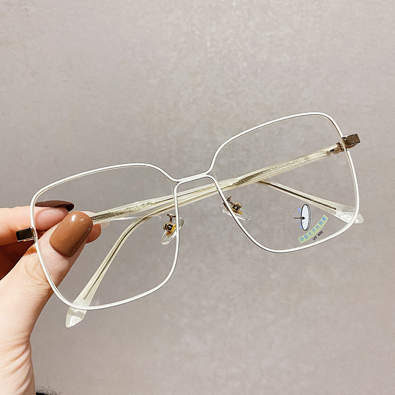 Retro naočale za čitanje Gradijent okvira za naočale Antiplavo svjetlo Ravno ogledalo Metalni okvir Prevelike prozirne naočale Ženske naočale