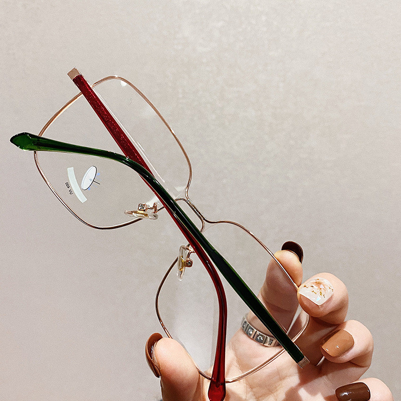 Retro naočale za čitanje Gradijent okvira za naočale Antiplavo svjetlo Ravno ogledalo Metalni okvir Prevelike prozirne naočale Ženske naočale