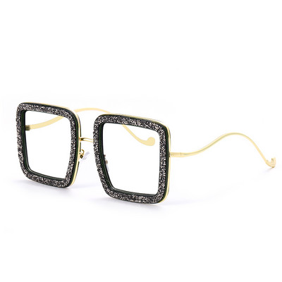Luxus gyémánt szögletes szemüvegek szemüvegek új női férfi fényes kristály optikai szemüvegkeretek trendi optikai számítógépes szemüvegek