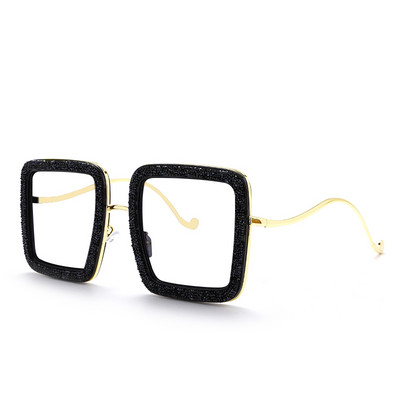 Luxus gyémánt szögletes szemüvegek szemüvegek új női férfi fényes kristály optikai szemüvegkeretek trendi optikai számítógépes szemüvegek