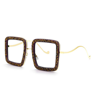 Luxus gyémánt szögletes szemüvegek szemüvegek új női férfi fényes kristály optikai szemüvegkeretek trendi optikai számítógépes szemüvegek