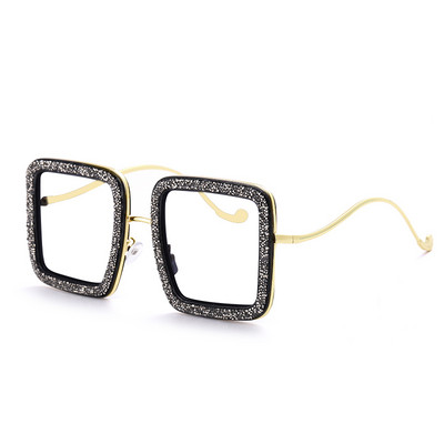 Luxus gyémánt szögletes szemüvegek szemüvegek új női férfi fényes kristály optikai szemüvegkeretek trendi optikai számítógépes szemüvegek