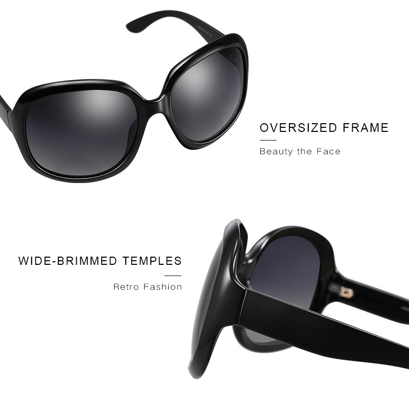 PARZIN Polarized Oversized Päikeseprillid Naiste Bränd Disain Mood Suure raamiga Retro naisteprillid Must UV400 Gafas De Sol Mujer