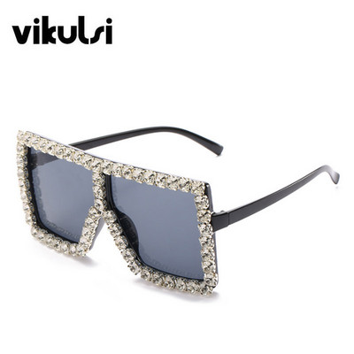 Luksuzni brend Veliki pravokutni sunčane naočale Ženske 2021. Ljubičasto ružičaste nijanse za žene 90-ih Kvadratni sunčane naočale s kamenčićima Gradijent okvir