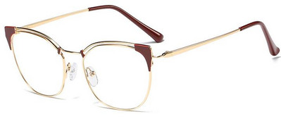 Átlátszó női fém drótkeretes macskaszem szemüveg Divatos szemüvegkeret pont nulla dioptriás szemüvegkeret szexi