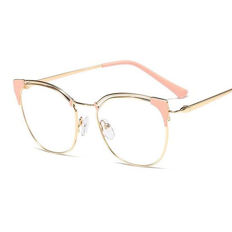Átlátszó női fém drótkeretes macskaszem szemüveg Divatos szemüvegkeret pont nulla dioptriás szemüvegkeret szexi
