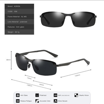 Мъжки поляризирани слънчеви очила Aoron с полурамка Driver Слънчеви очила Мъжки, алуминиево-магнезиева рамка Слънчеви очила UV защита