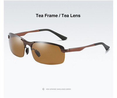 Aoron félkeretes férfi polarizált napszemüvegek vezető napszemüvegek férfi, alumínium magnézium keretes napszemüvegek UV védelem