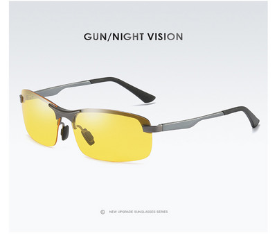 Aoron félkeretes férfi polarizált napszemüvegek vezető napszemüvegek férfi, alumínium magnézium keretes napszemüvegek UV védelem