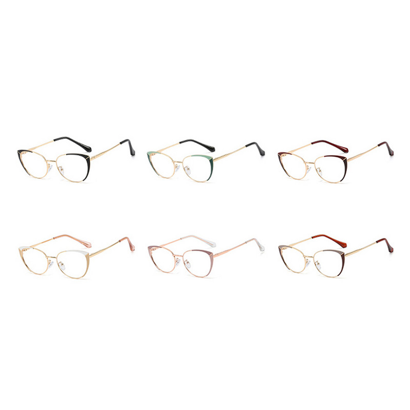 Kachawoo rame ochelari cu ochi de pisică pentru femei ochelari de vedere din metal ovale bicolor auriu verde prescripție accesorii de modă pentru femei cadou