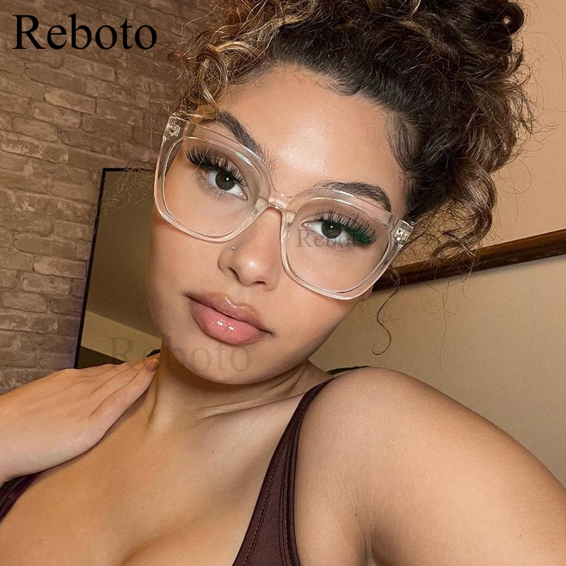 Prozirni četvrtasti okvir za naočale Ženske vintage prevelike antiplave računalne naočale Prozirne leće Naočale za optičke naočale