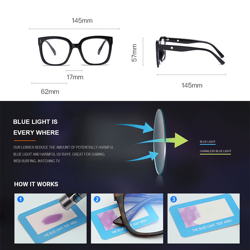 Prozirni četvrtasti okvir za naočale Ženske vintage prevelike antiplave računalne naočale Prozirne leće Naočale za optičke naočale