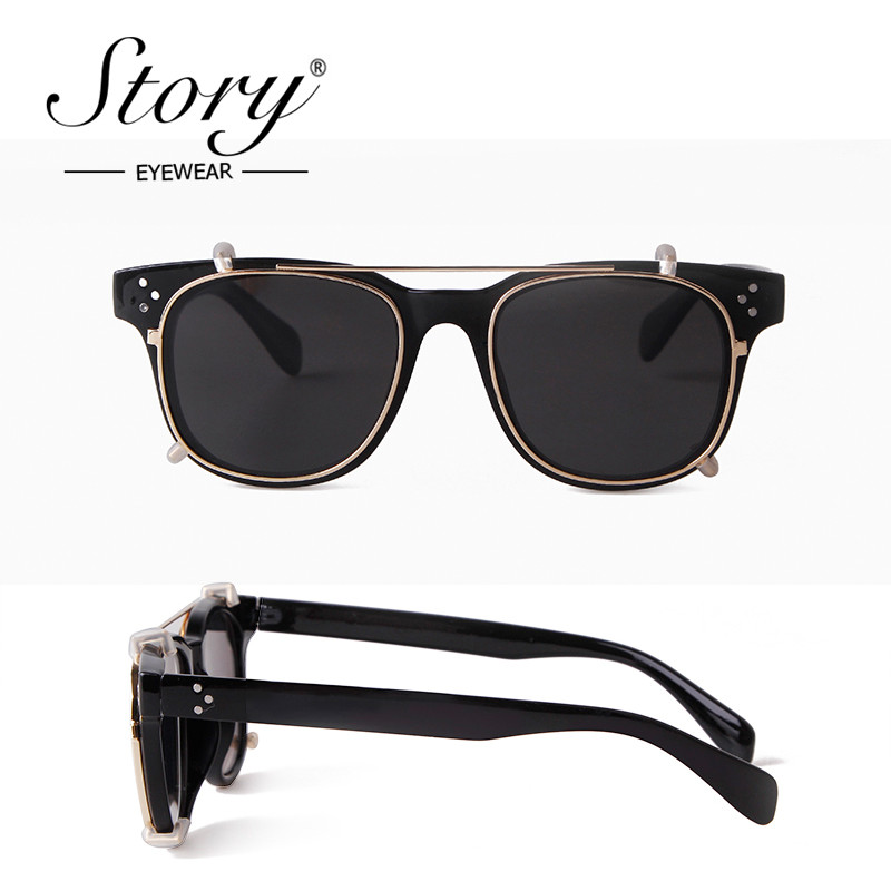 Story Vintage Steampunk sunčane naočale s kopčom Ženske muške modne Leopard kvadratne sunčane naočale s uklonjivim preklopnim lećama Oculos De Sol S9177D