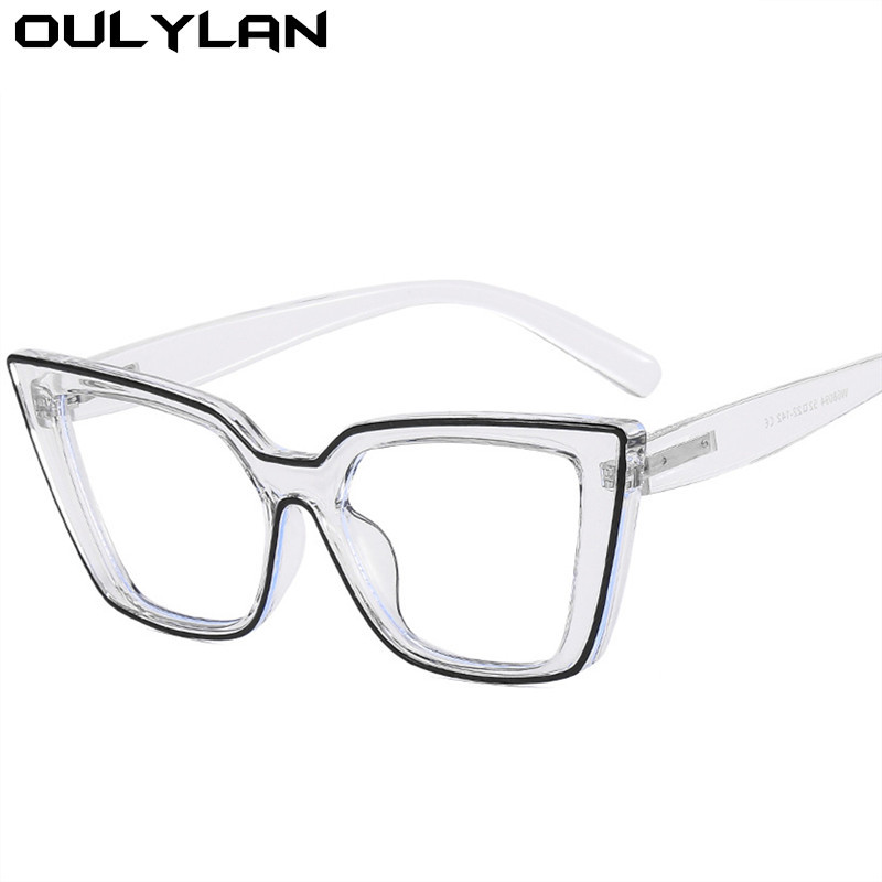 Рамка за очила Oulylan Anti Blue Light Дамска мода TR90 Котешки очила Рамки за големи очила с рецепта Дамски