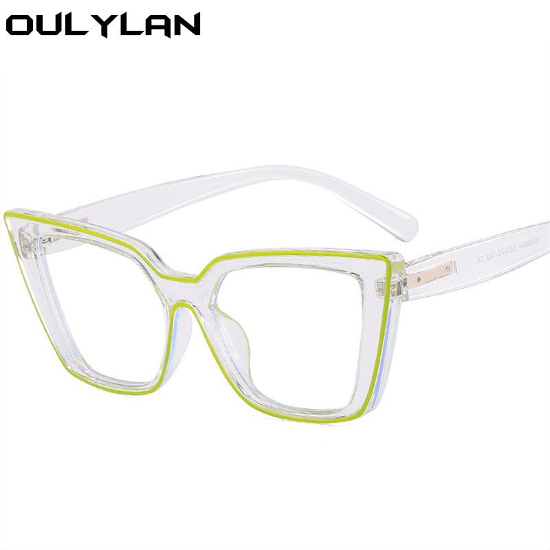 Рамка за очила Oulylan Anti Blue Light Дамска мода TR90 Котешки очила Рамки за големи очила с рецепта Дамски