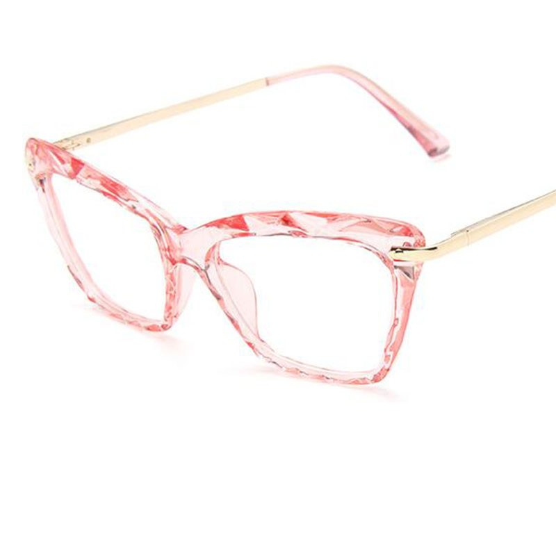 Kristalno ružičaste mačkaste naočale Modne prozirne naočale Optički okviri mačkastih naočala Prozirni okviri ženskih naočala Trendovi