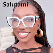 Ochelari de vedere unici supradimensionați, ochi de pisică, anti-albastru, cadru de ochelari pentru femei, modă vintage, alb, roz, clar, nuanțe de ochelari pentru computer