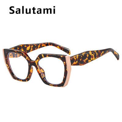 Ochelari de vedere unici supradimensionați, ochi de pisică, anti-albastru, cadru de ochelari pentru femei, modă vintage, alb, roz, clar, nuanțe de ochelari pentru computer