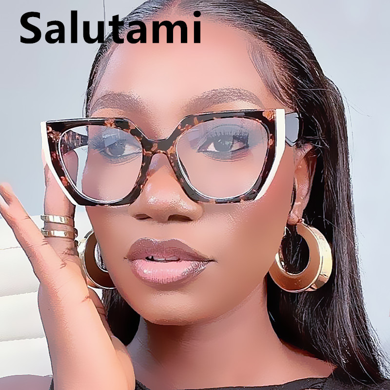 Ochelari de vedere unici supradimensionați, ochi de pisică, anti-albastru, cadru de ochelari pentru femei, modă vintage, alb, roz, clar, nuanțe de ochelari pentru computer